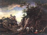 WOUWERMAN, Philips Rocky Landscape with resting Travellers qr oil